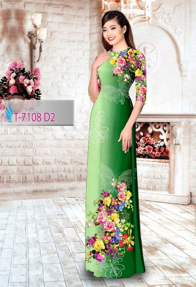 Vải áo dài hoa và bướm T-7108 - Ảnh 10