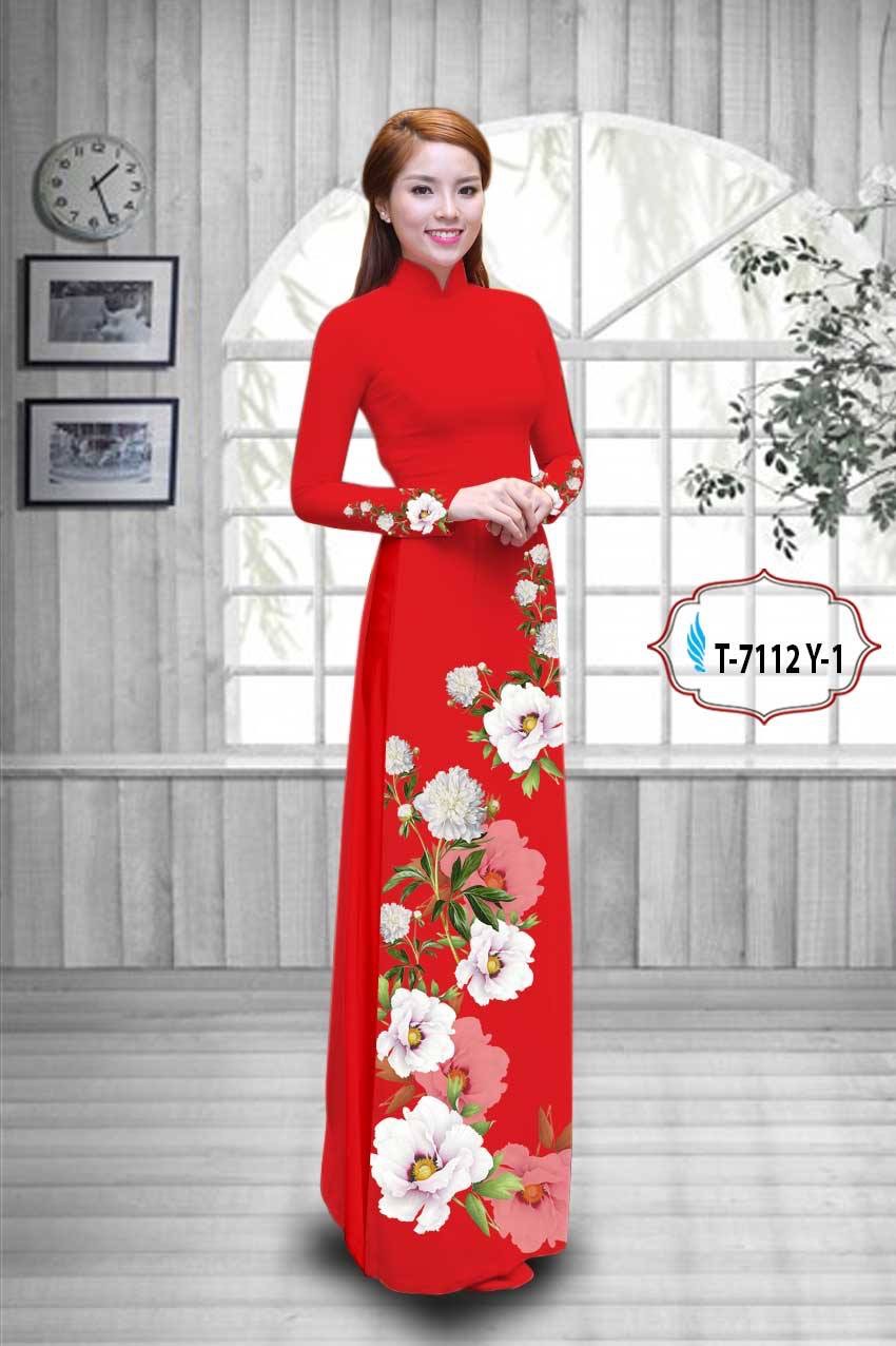 Vải áo dài hoa 3d T-7112