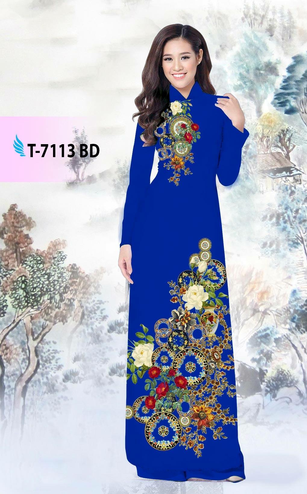 Vải áo dài hoa trên dưới T-7113 - Ảnh 12