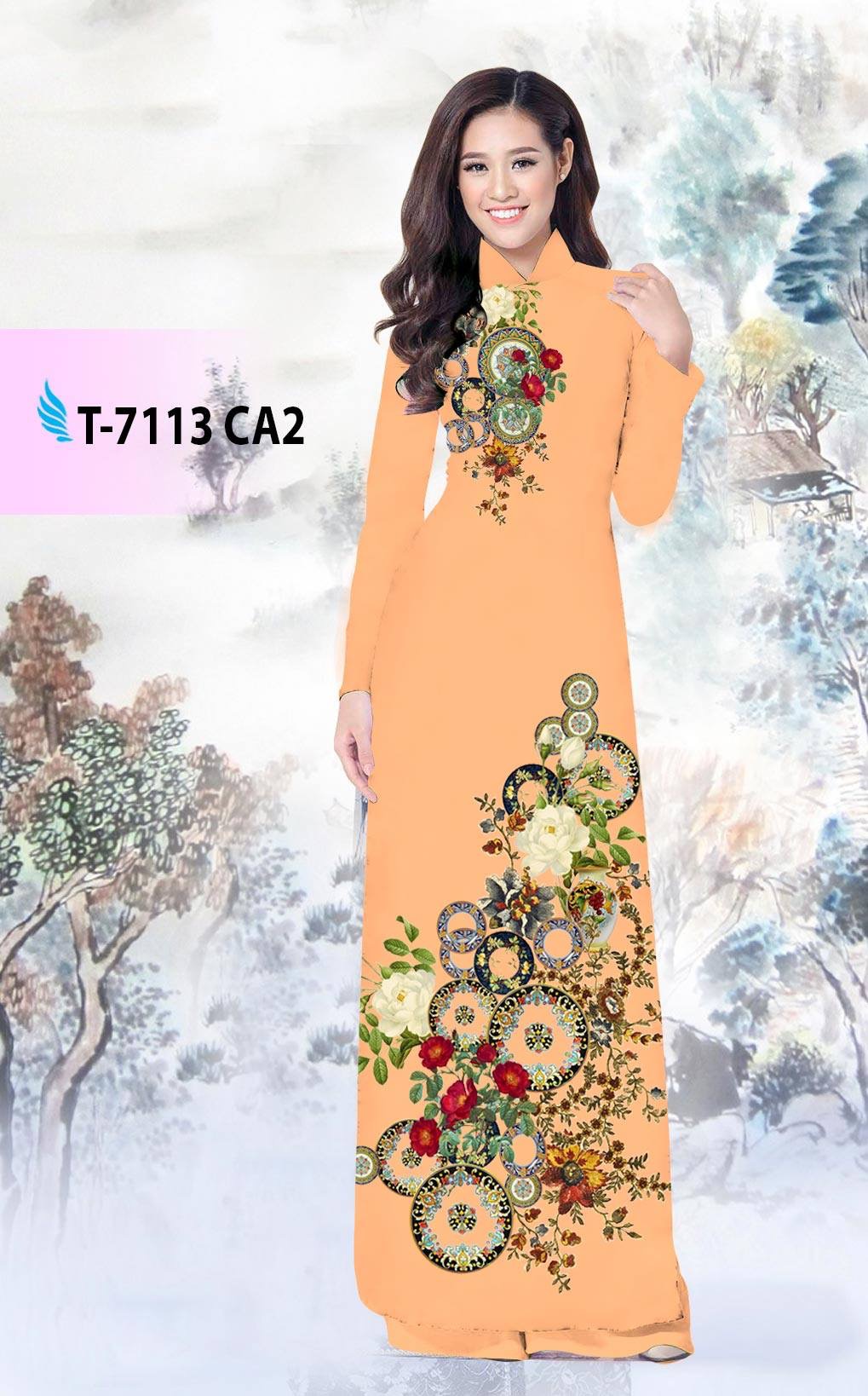 Vải áo dài hoa trên dưới T-7113 - Ảnh 10
