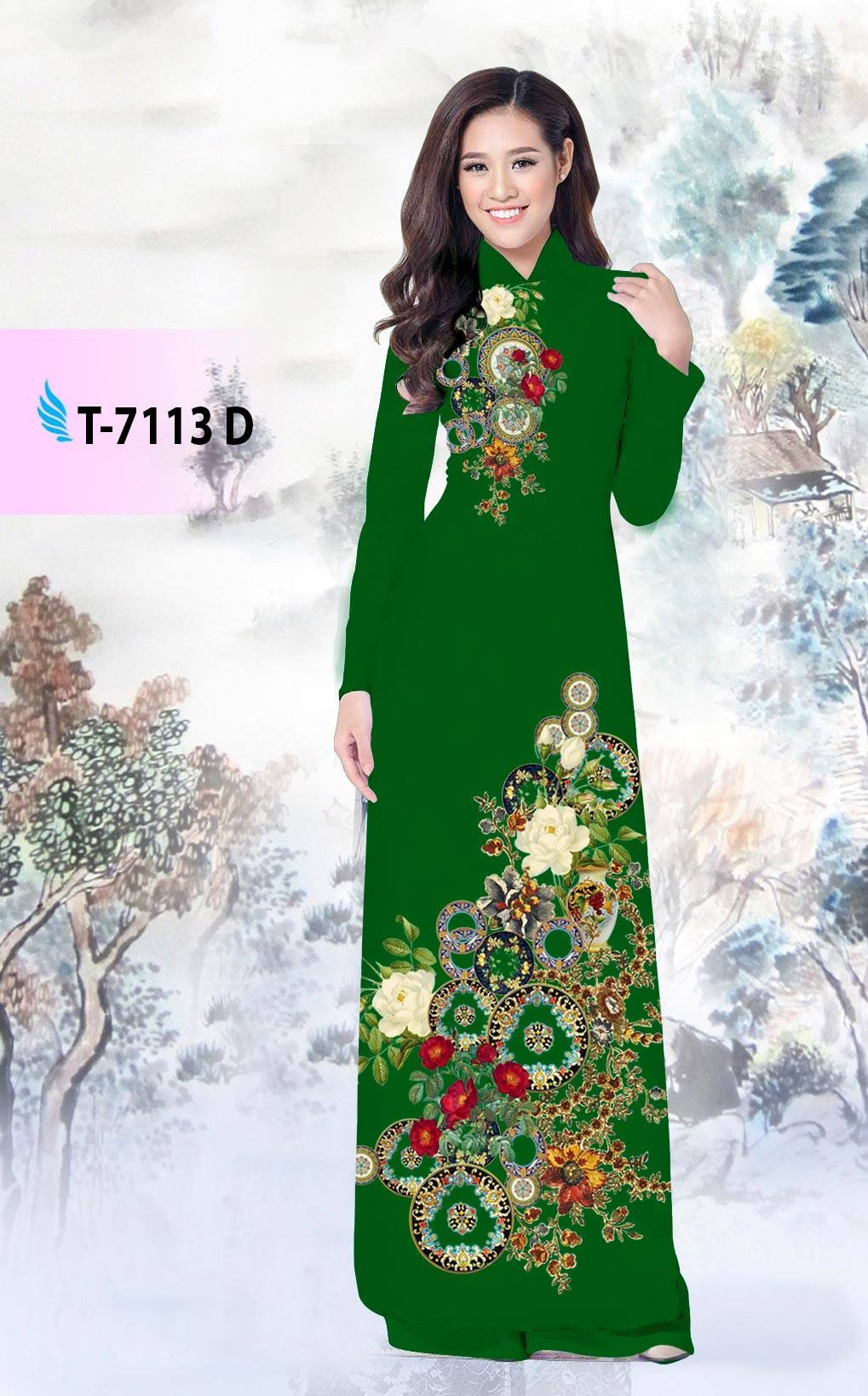 Vải áo dài hoa trên dưới T-7113 - Ảnh 9