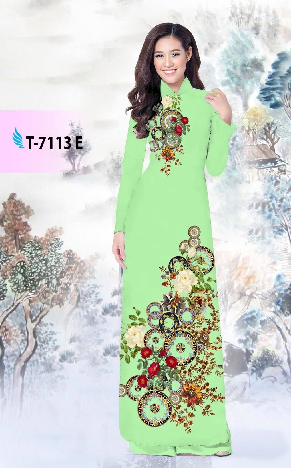 Vải áo dài hoa trên dưới T-7113 - Ảnh 7