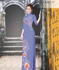 Alternative view of Vải áo dài hoa trên dưới AD N1151