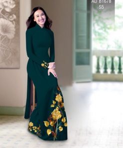 Vải áo dài hoa hồng AD B1678