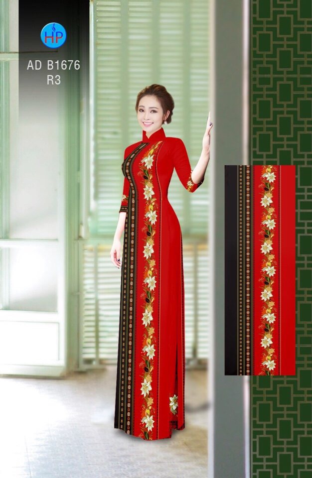 Vải áo dài hoa văn AD B1676 - Ảnh 4