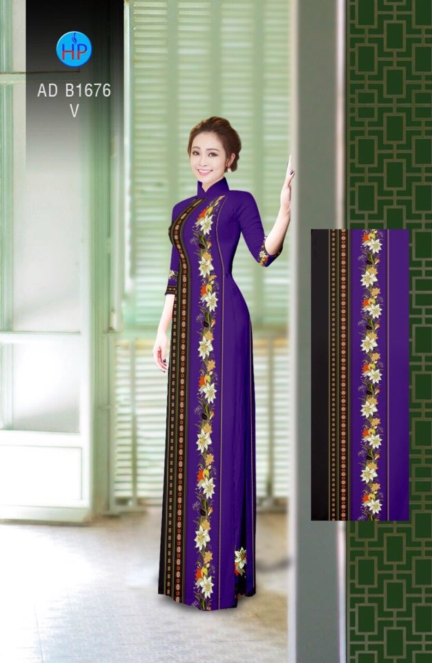 Vải áo dài hoa văn AD B1676 - Ảnh 3