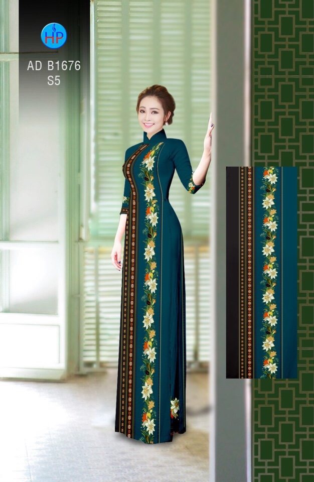 Vải áo dài hoa văn AD B1676 - Ảnh 2