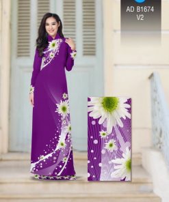 Alternative view of Vải áo dài hoa cúc AD B1674