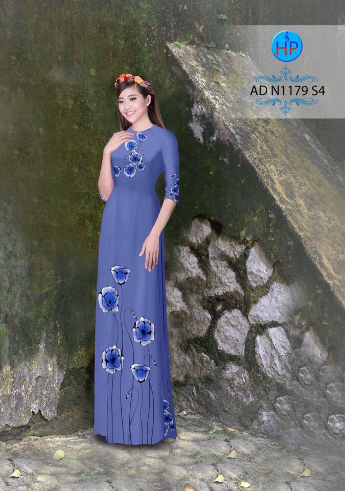Vải áo dài hoa trên dưới AD N1179 - Ảnh 15