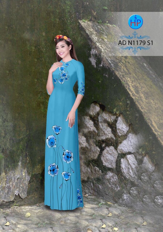 Vải áo dài hoa trên dưới AD N1179 - Ảnh 13