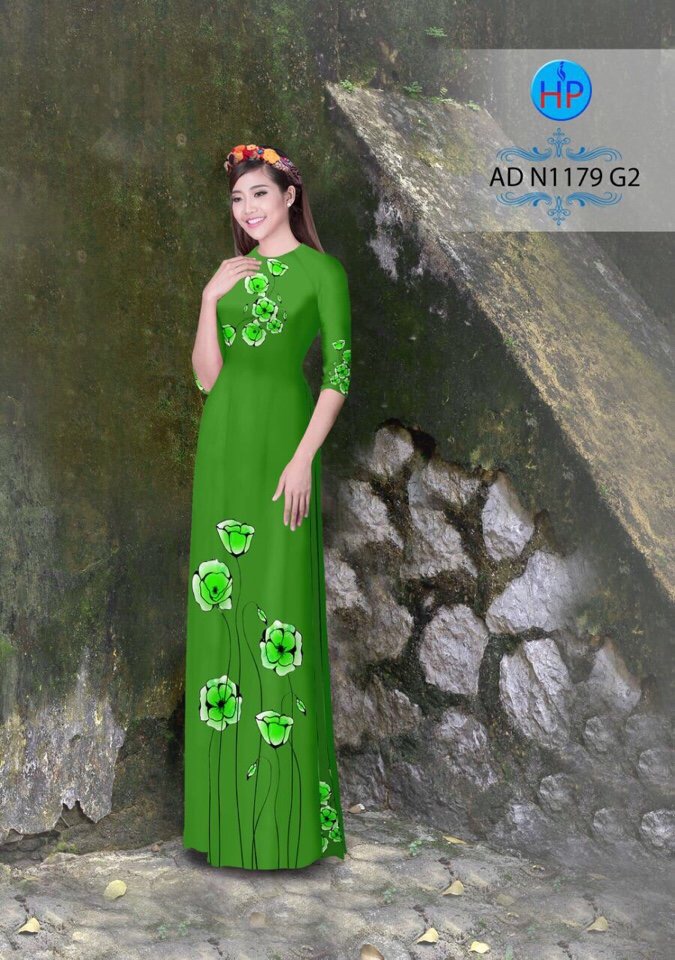 Vải áo dài hoa trên dưới AD N1179 - Ảnh 9