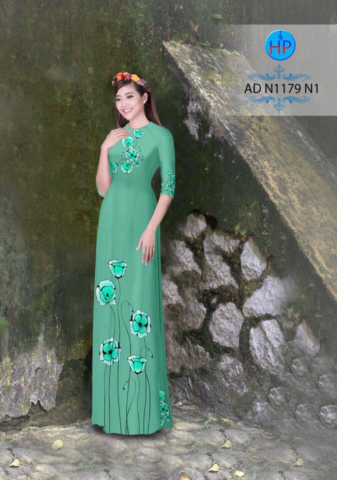 Vải áo dài hoa trên dưới AD N1179 - Ảnh 5