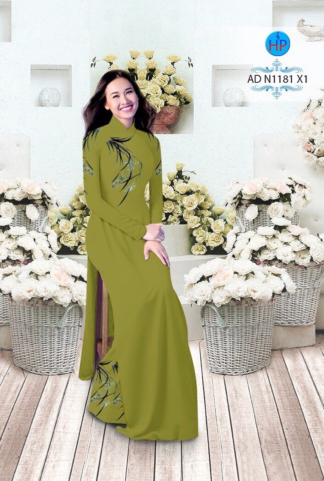 Vải áo dài hoa cỏ AD N1181 - Ảnh 14