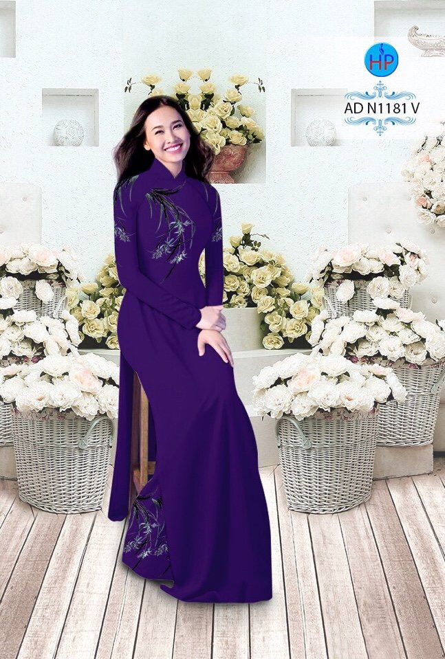Vải áo dài hoa cỏ AD N1181 - Ảnh 12