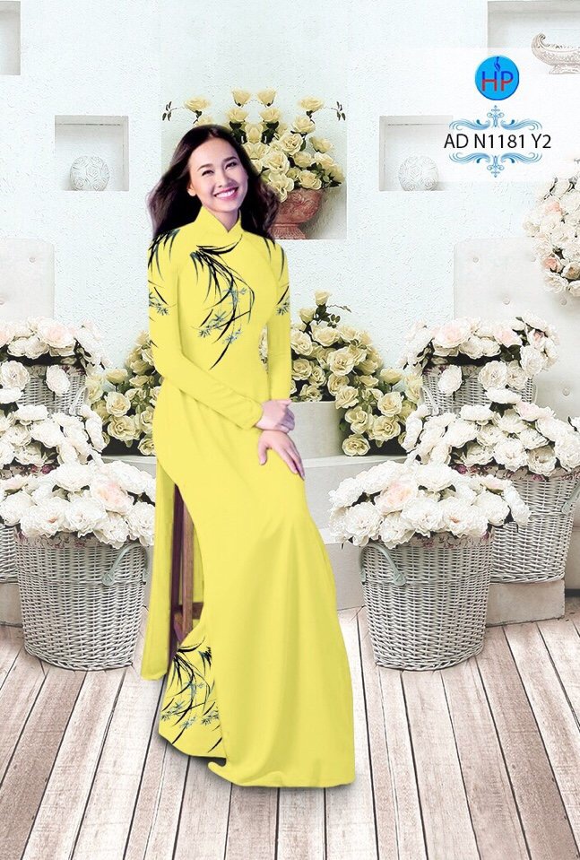 Vải áo dài hoa cỏ AD N1181 - Ảnh 2