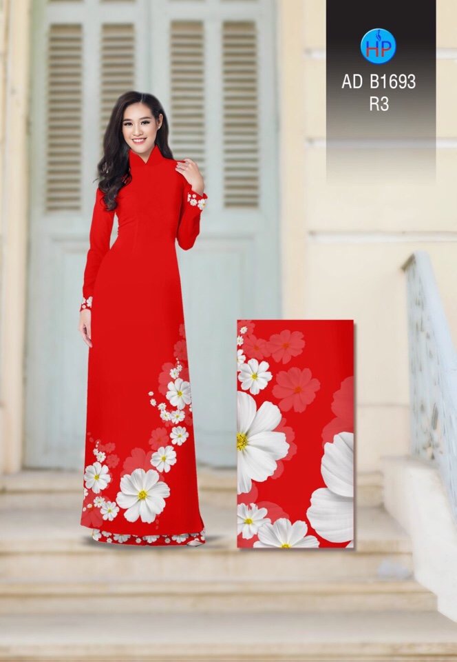 Vải áo dài hoa 3d AD B1693 - Ảnh 17