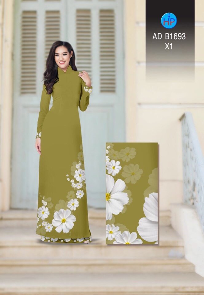 Vải áo dài hoa 3d AD B1693 - Ảnh 16