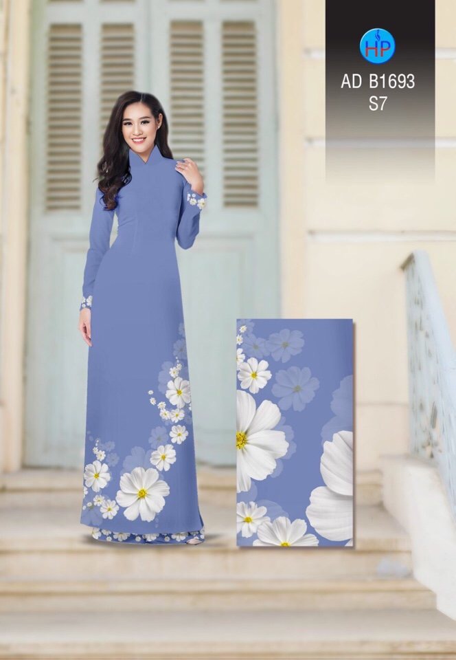 Vải áo dài hoa 3d AD B1693 - Ảnh 14