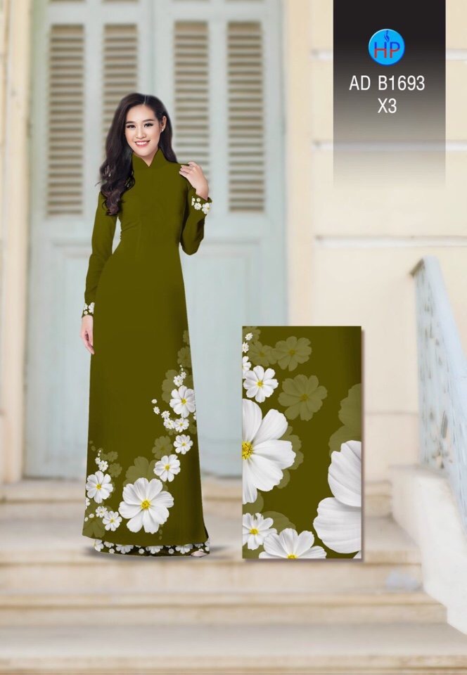 Vải áo dài hoa 3d AD B1693 - Ảnh 12