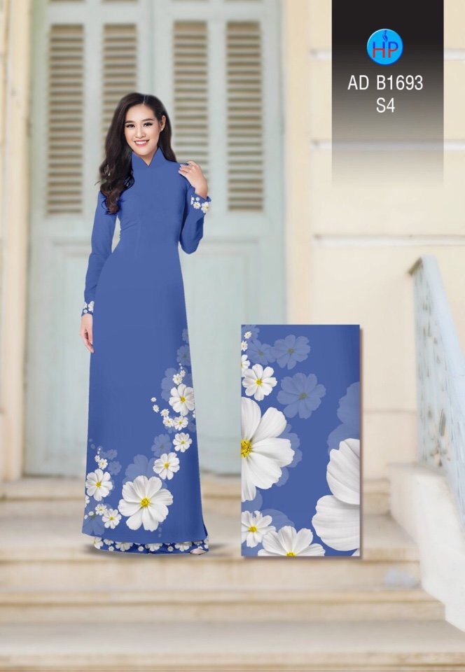 Vải áo dài hoa 3d AD B1693 - Ảnh 11