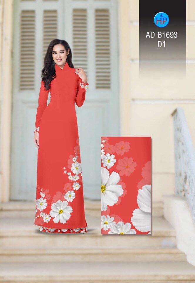 Vải áo dài hoa 3d AD B1693 - Ảnh 8