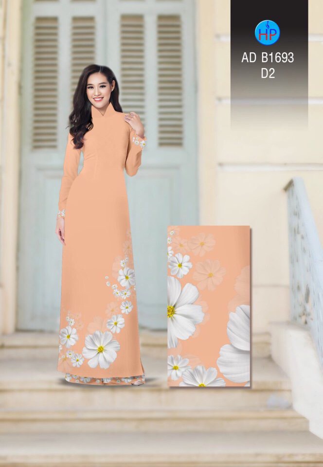Vải áo dài hoa 3d AD B1693 - Ảnh 2