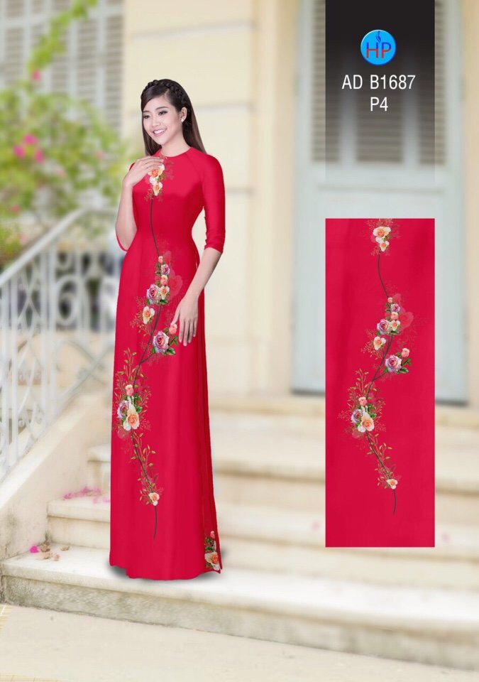 Vải áo dài hoa hồng AD B1687 - Ảnh 5