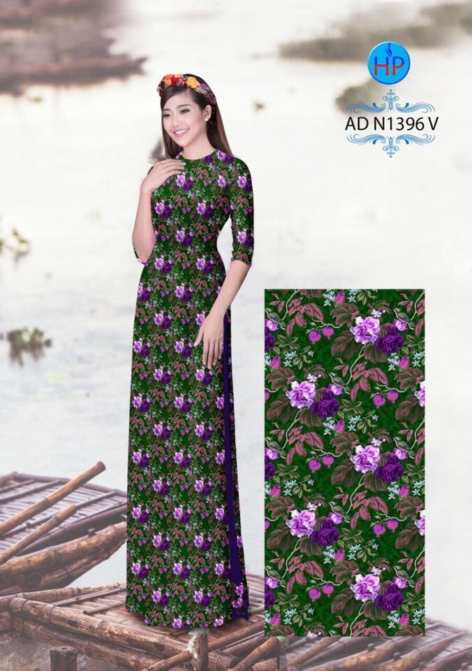 Vải áo dài hoa văn nguyên áo AD N1396 - Ảnh 11