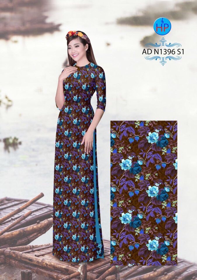 Vải áo dài hoa văn nguyên áo AD N1396 - Ảnh 18