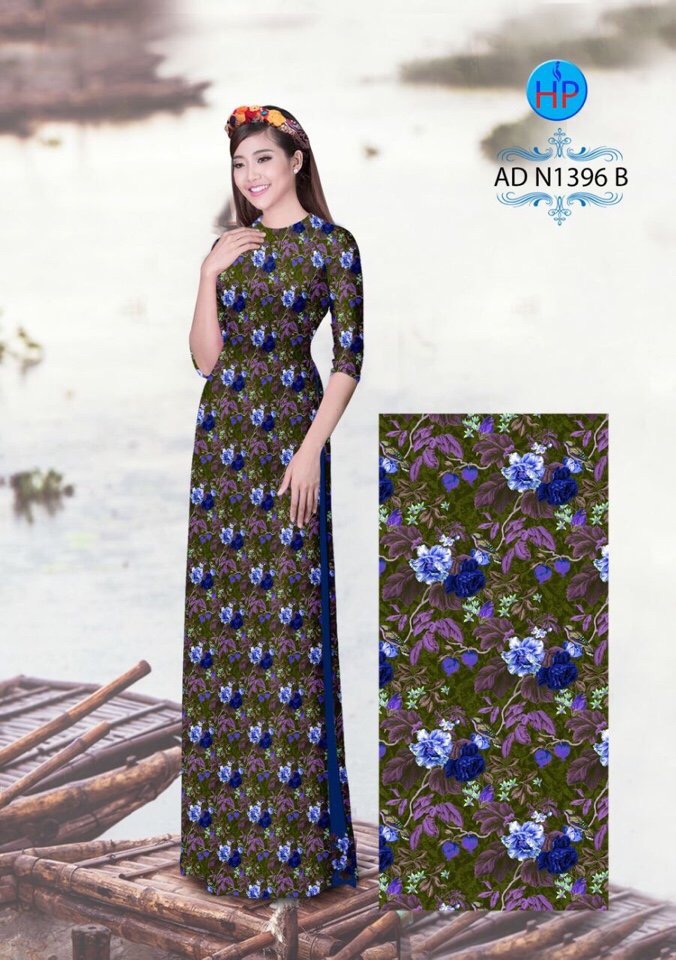 Vải áo dài hoa văn nguyên áo AD N1396 - Ảnh 3