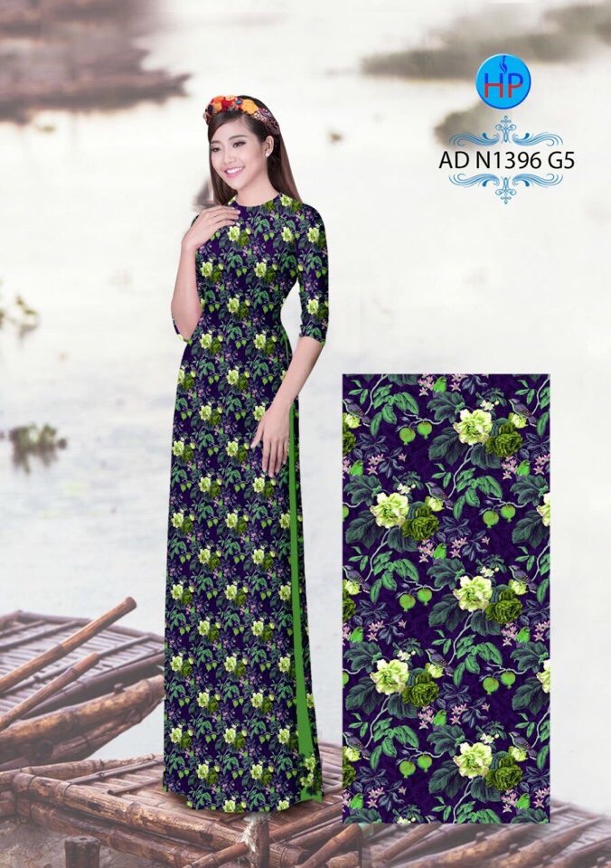 Vải áo dài hoa văn nguyên áo AD N1396 - Ảnh 8