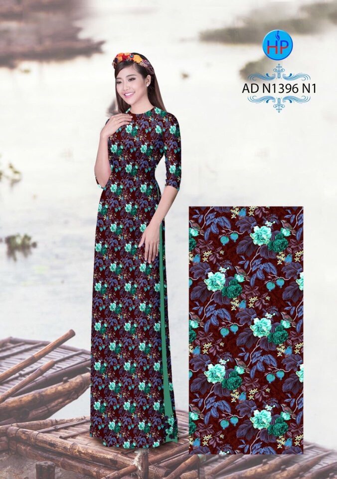 Vải áo dài hoa văn nguyên áo AD N1396 - Ảnh 9