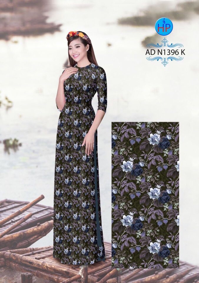 Vải áo dài hoa văn nguyên áo AD N1396 - Ảnh 7