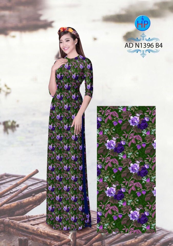 Vải áo dài hoa văn nguyên áo AD N1396 - Ảnh 4