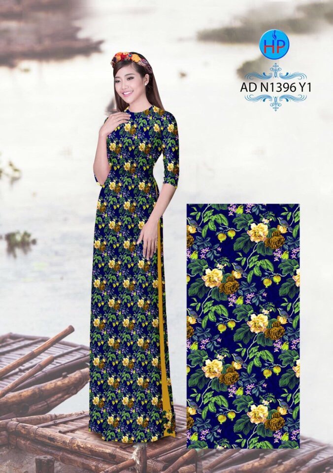 Vải áo dài hoa văn nguyên áo AD N1396 - Ảnh 16