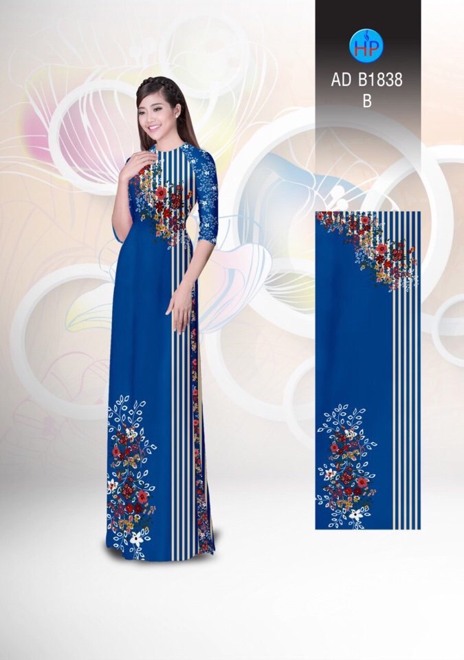 Vải áo dài hoa và sọc AD B1838 - Ảnh 11