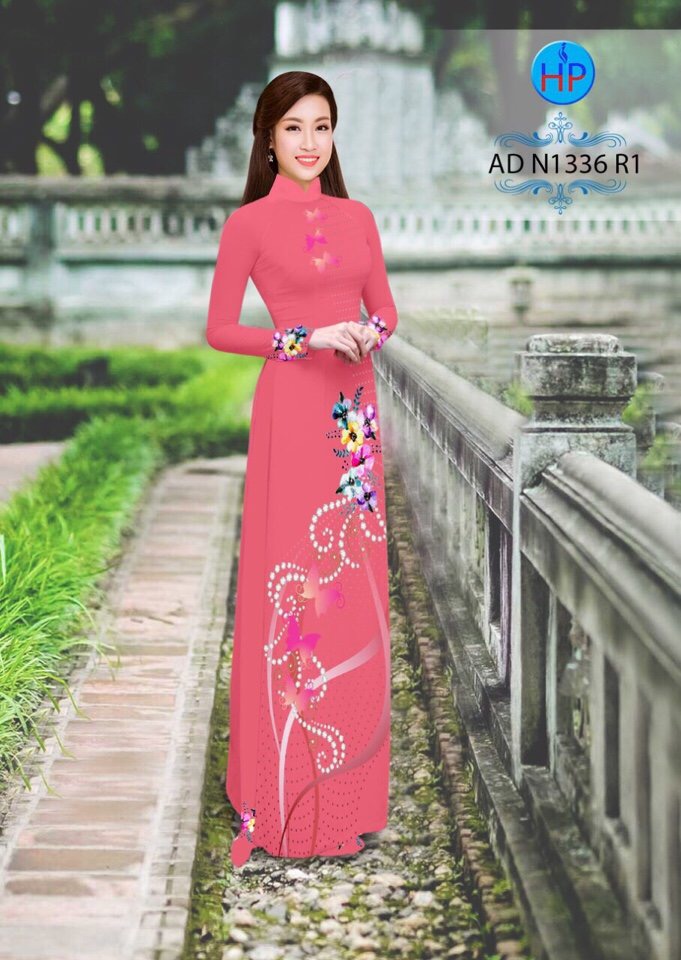 Vải áo dài hoa và bướm AD N1336 - Ảnh 4