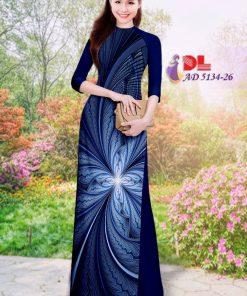 Alternative view of Vải áo dài hoa ảo 3D DLAD-5134