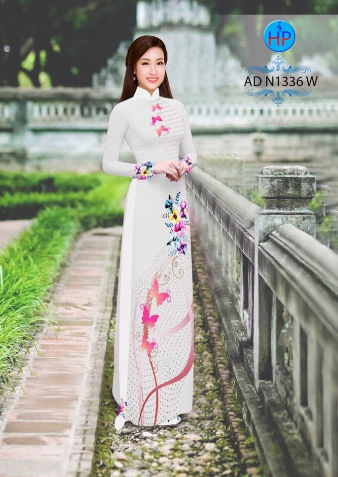 Vải áo dài hoa và bướm AD N1336 - Ảnh 9