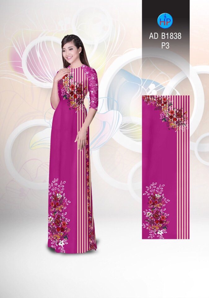Vải áo dài hoa và sọc AD B1838 - Ảnh 10