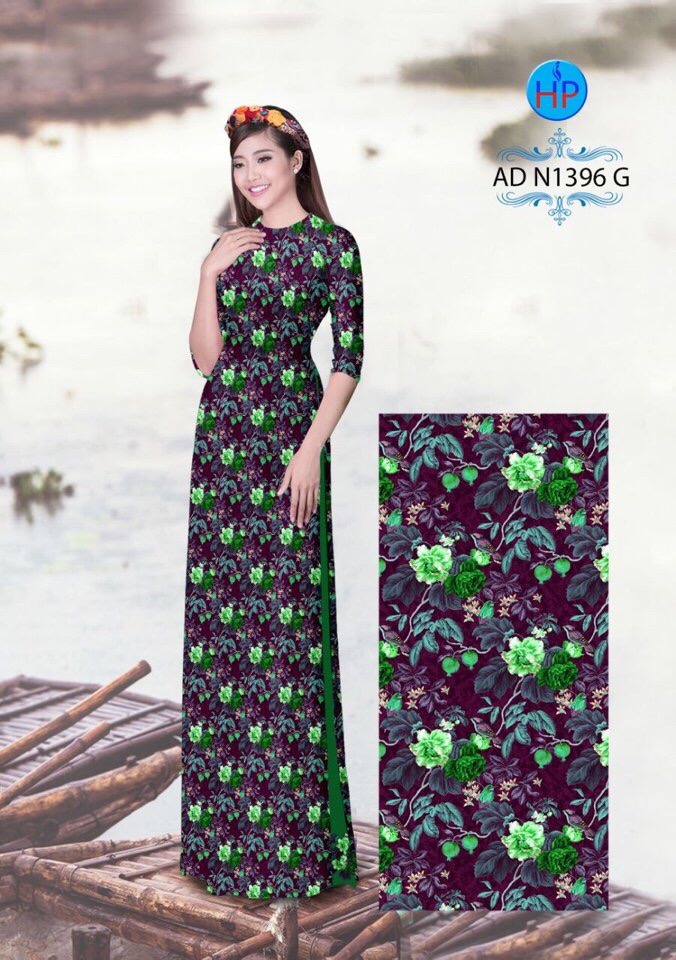 Vải áo dài hoa văn nguyên áo AD N1396 - Ảnh 5