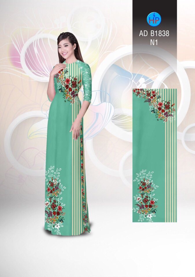 Vải áo dài hoa và sọc AD B1838 - Ảnh 9
