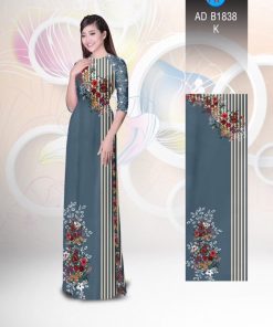 Vải áo dài hoa và sọc AD B1838