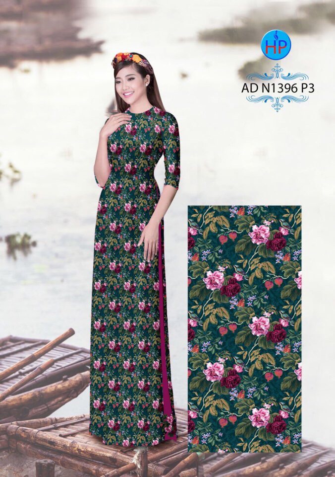 Vải áo dài hoa văn nguyên áo AD N1396 - Ảnh 12