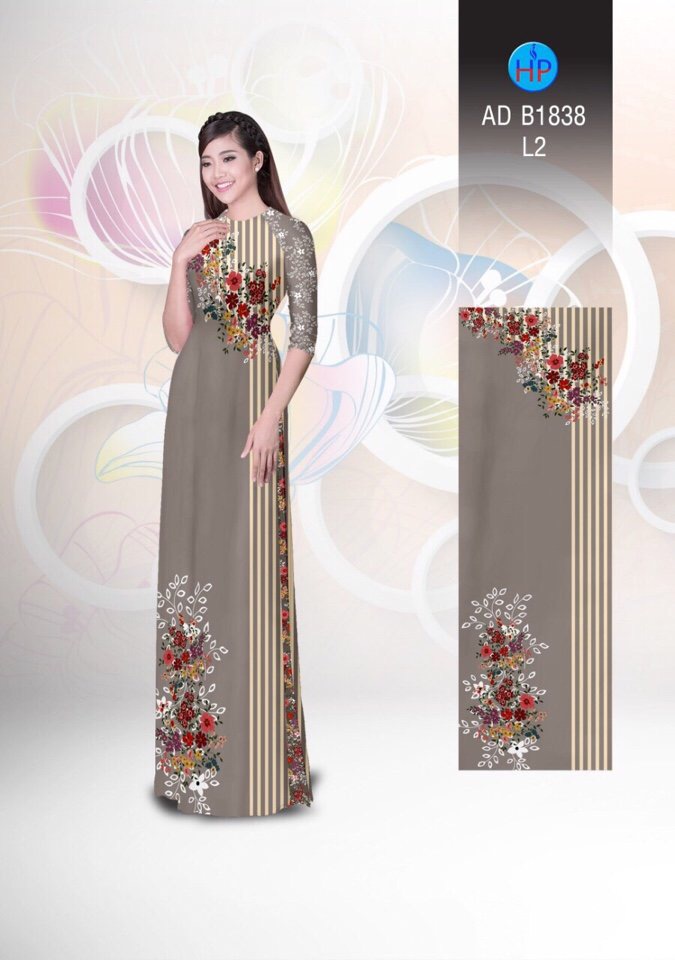 Vải áo dài hoa và sọc AD B1838 - Ảnh 7