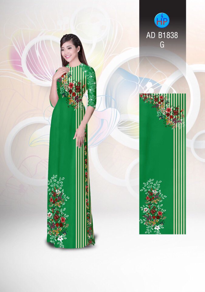 Vải áo dài hoa và sọc AD B1838 - Ảnh 5