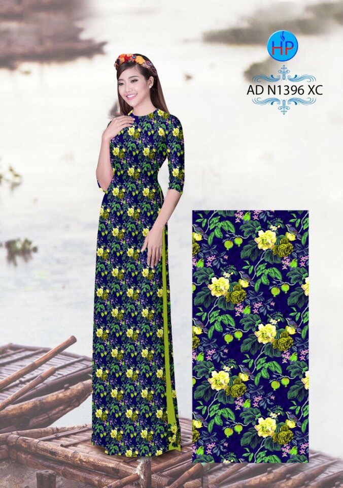 Vải áo dài hoa văn nguyên áo AD N1396 - Ảnh 15