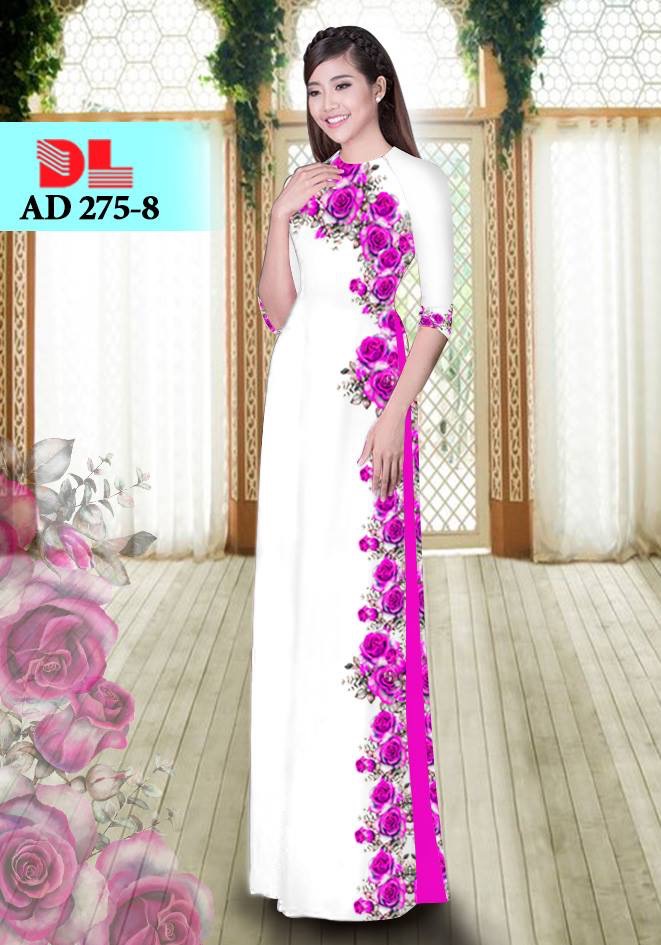 Vải áo dài hoa hồng DLAD-275 - Ảnh 7