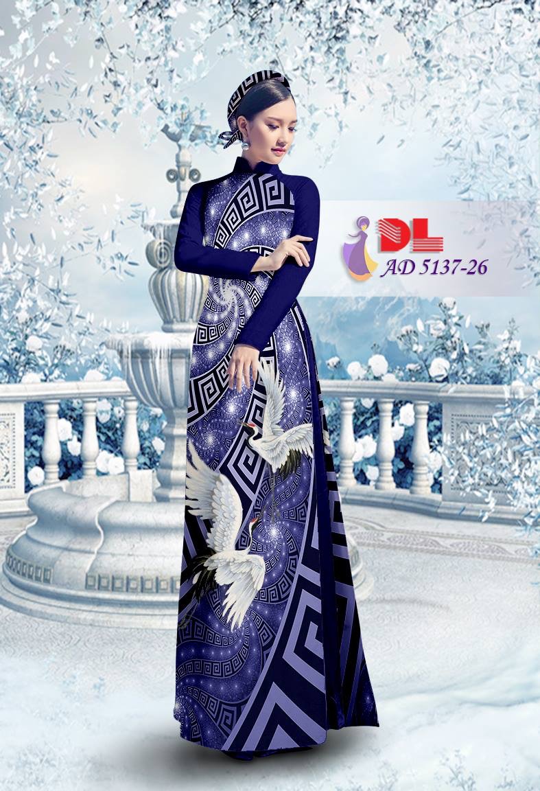 Vải áo dài chim hạc DLAD-5137 - Ảnh 10