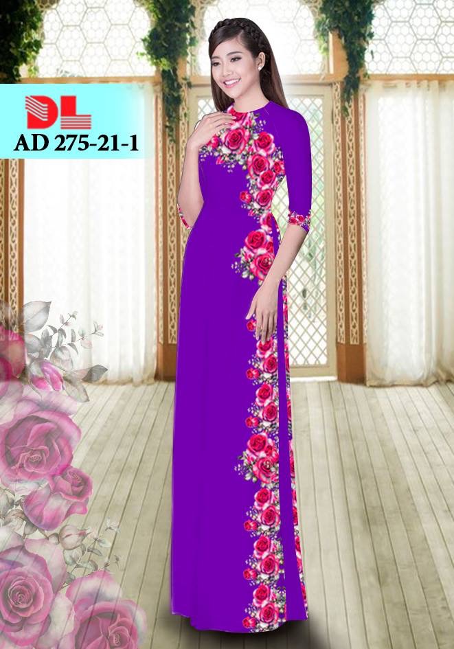 Vải áo dài hoa hồng DLAD-275 - Ảnh 17